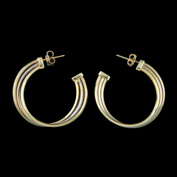 Vintage Hoop Earrings Arpas Two Tone 14ct Gold