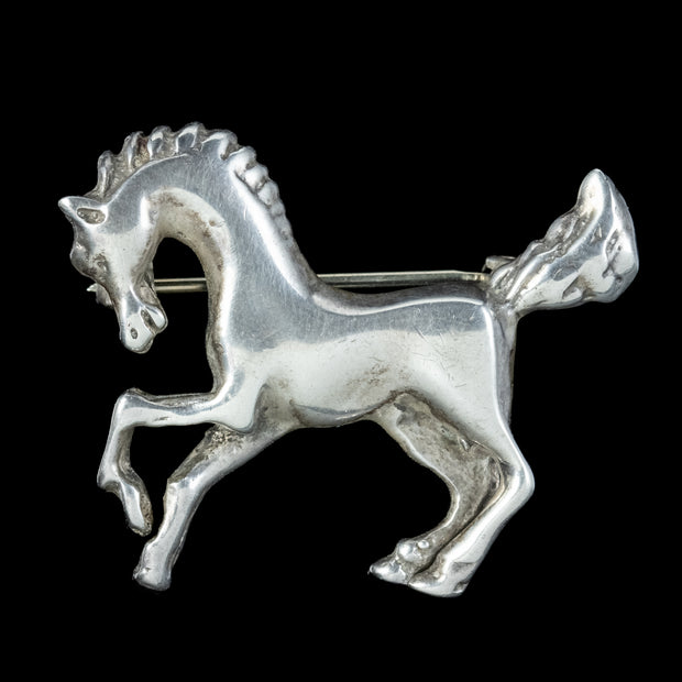 Vintage Horse Brooch Sterling Silver 