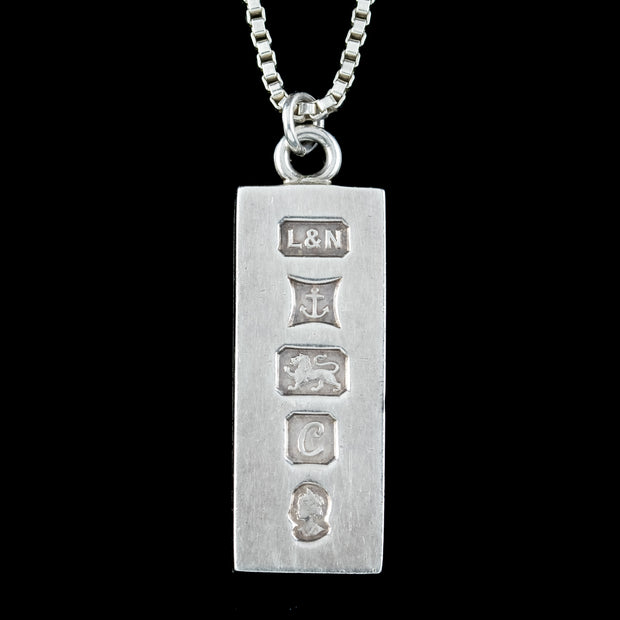 Large Silver Locket Necklace 1977 English Locket Pendant 