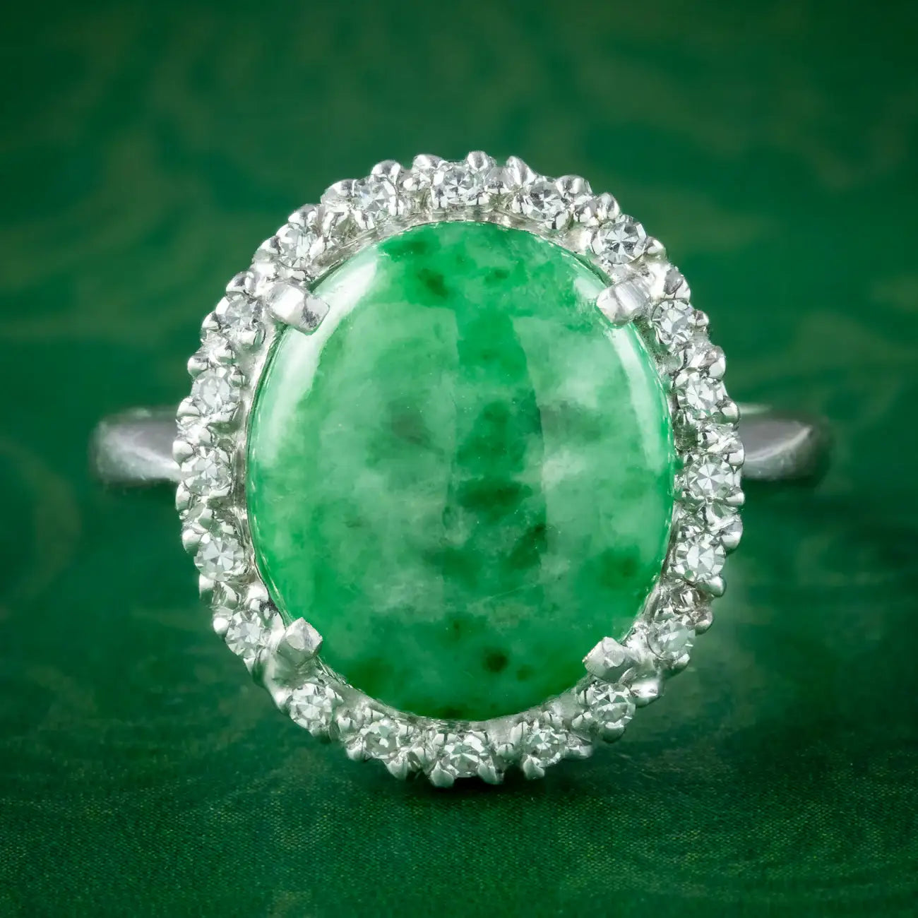 Vintage Jade Diamond Cluster Ring 7ct Jade – Laurelle Antique Jewellery