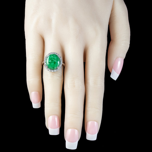 Vintage Jade Diamond Cluster Ring 7ct Jade