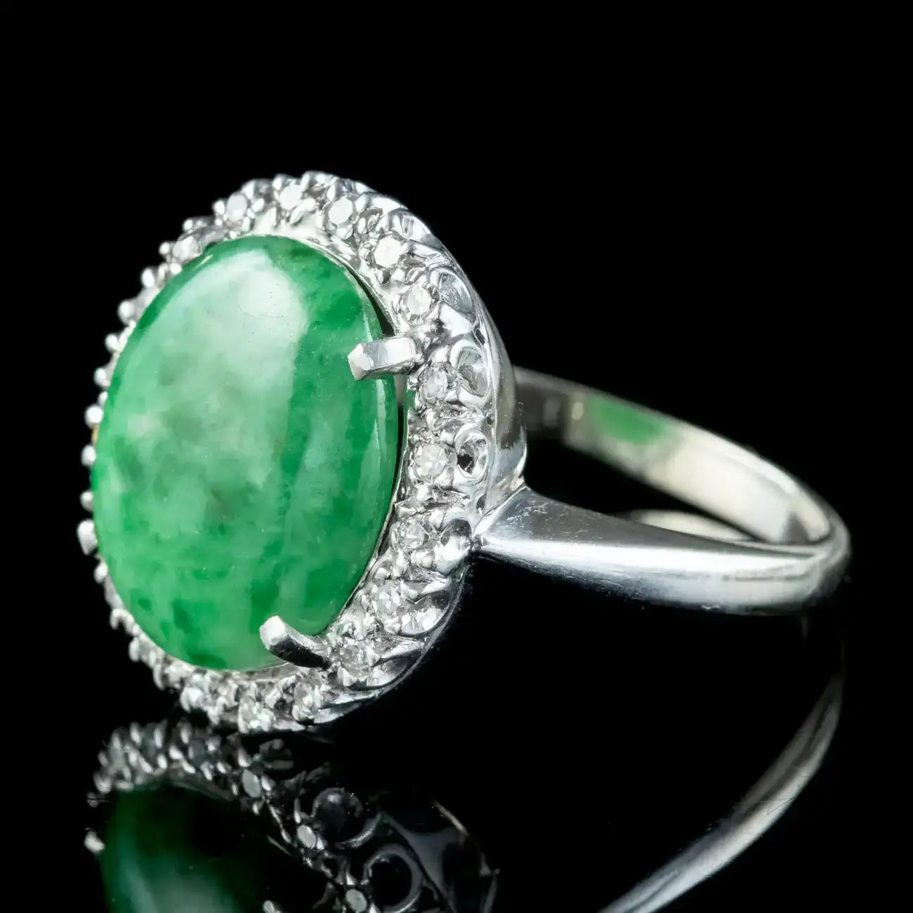 Vintage Jade Diamond Cluster Ring – Laurelle Antique Jewellery