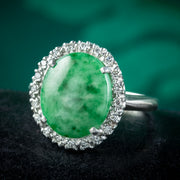 Vintage Jade Diamond Cluster Ring 7ct Jade