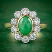 Vintage Jade Diamond Ring 18ct Gold 1ct Jade 1.50ct Of Diamond Dated 1989-COVER