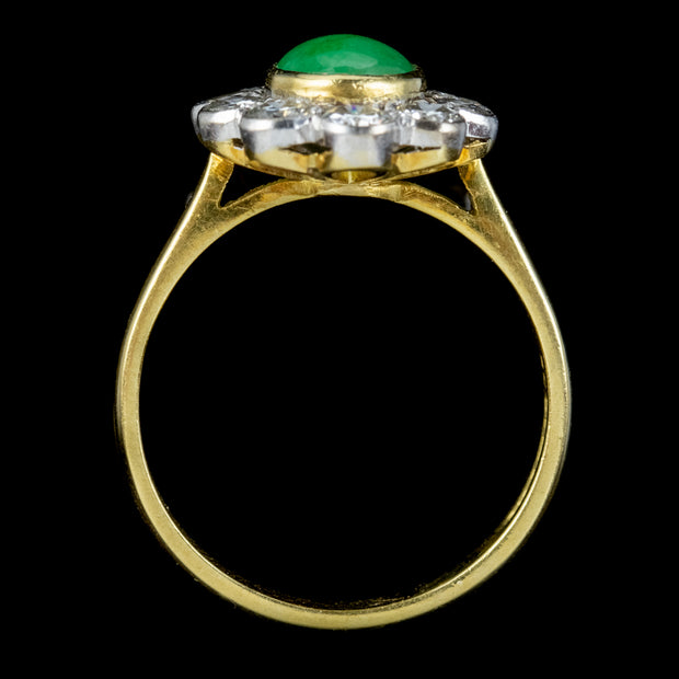 Vintage Jade Diamond Ring 18ct Gold 1ct Jade 1.50ct Of Diamond Dated 1989-TOP