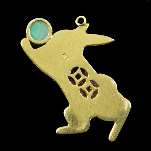 Jade Rabbit Charm Vintage Jade Rabbit Charm Pendant 14ct Gold – Laurelle Antique Jewellery