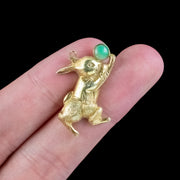 Vintage Jade Rabbit Charm Pendant 14ct Gold hand