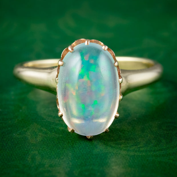 Vintage Jelly Opal Solitaire Ring 3ct Opal