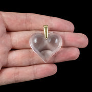 Vintage Lalique French Glass Heart Pendant 18ct Gold Loop 