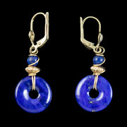 Vintage Lapis Lazuli Drop Earrings 9ct Gold