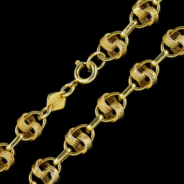 Vintage Love Knot Guard Chain 9ct Gold Dated 1977