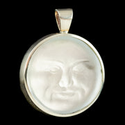 Vintage Moonstone Man In The Moon Pendant 9ct Gold