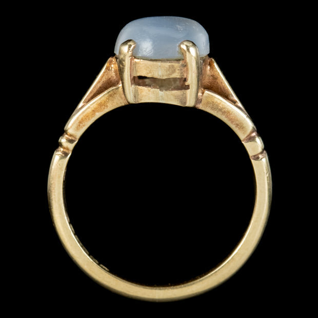 Vintage Moonstone Solitaire Ring 9ct Gold Dated 1965