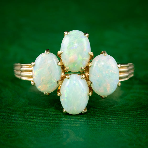 Vintage Opal Cluster Ring 3.6ct Natural Opals