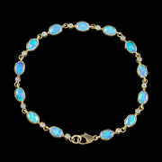 Vintage Opal Diamond Bracelet 9ct Gold Dated 1987 front