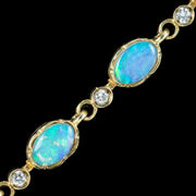 Vintage Opal Diamond Bracelet 9ct Gold Dated 1987 close
