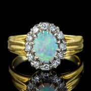 Vintage Opal Diamond Cluster Ring 1.50ct Opal Dated 1970