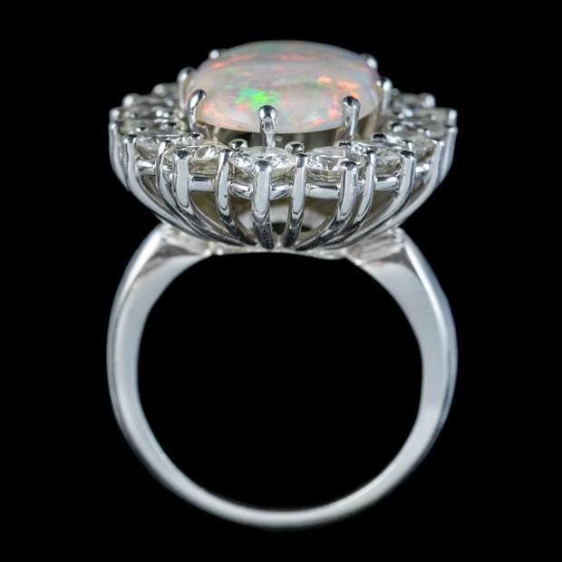 Vintage Opal Diamond Cocktail Ring 12ct Opal 4ct Diamond