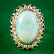 Vintage Opal Diamond Cocktail Ring 14ct Natural Opal 