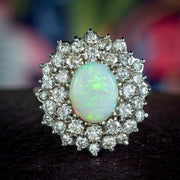 Vintage Opal Diamond Cocktail Ring 2.8ct Opal 2.1ct Of Diamond
