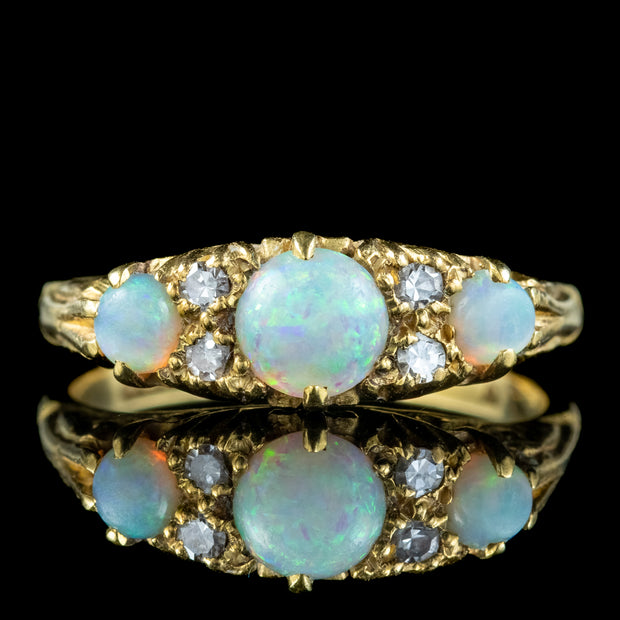Vintage Opal Diamond Ring 1.1ct Opal Dated 1965