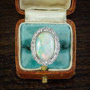 Vintage Opal Diamond Ring 6ct Opal Circa 1940