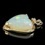 Vintage Opal Heart Diamond Pendant 15ct Gold 10ct Opal