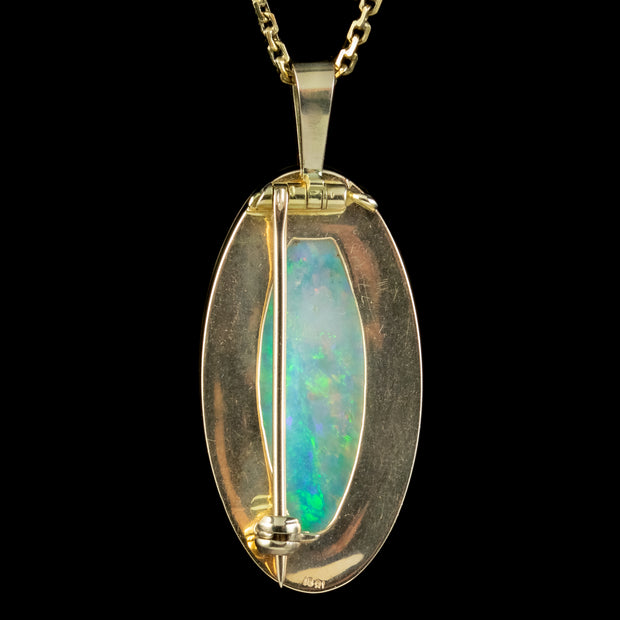 Vintage Opal Pendant Necklace 18ct Gold Dated 1981