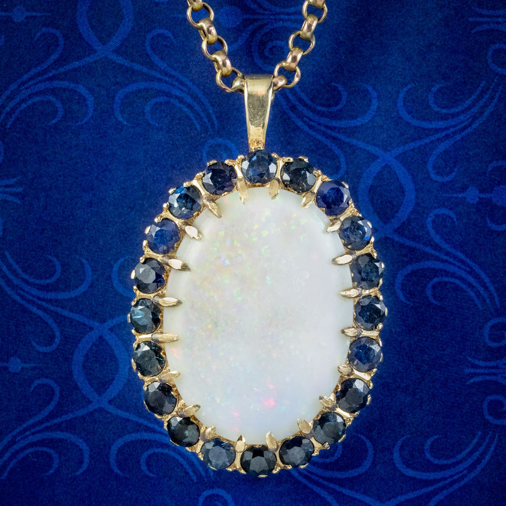 Antique Art Nouveau Boulder Opal, Pearl & Sapphire Pendant Necklace – Bella  Rosa Galleries