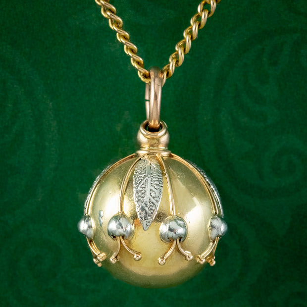 Vintage Orb Pendant Necklace 15ct Gold Platinum 