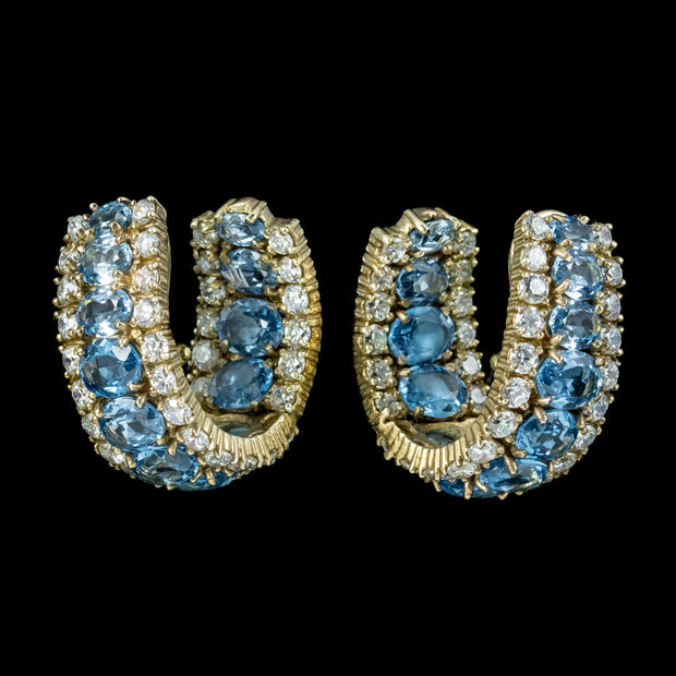 Vintage Paste Diamante Half Hoop Earrings Circa 1960