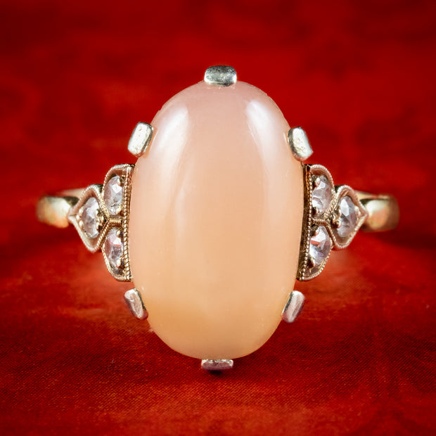Vintage Peach Moonstone Spinel Ring Dated 1949