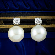 Vintage Pearl Diamond Earrings 18ct Gold 