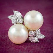 Vintage Pearl Diamond Toi Et Moi Twist Ring 1ct Of Diamond
