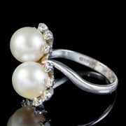 Vintage Pearl Diamond Toi Et Moi Twist Ring Dated 1964