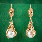 Vintage Pearl Drop Earrings 14ct Gold cover