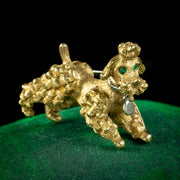 Vintage Poodle Dog Brooch Emerald Eyes 18ct Gold Circa 1960