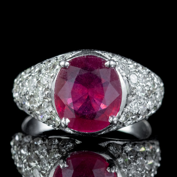 Vintage Ruby Diamond Boule Ring 3ct Ruby Dated 1982 