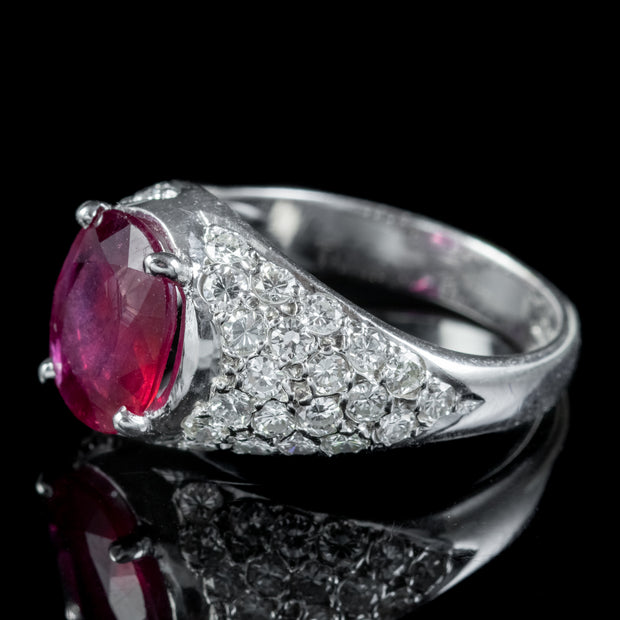 Vintage Ruby Diamond Boule Ring 3ct Ruby Dated 1982 