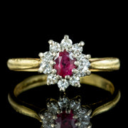 Vintage Ruby Diamond Cluster Ring Dated 1966