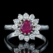 Vintage Ruby Diamond Daisy Cluster Ring 1ct Ruby Dated 1976