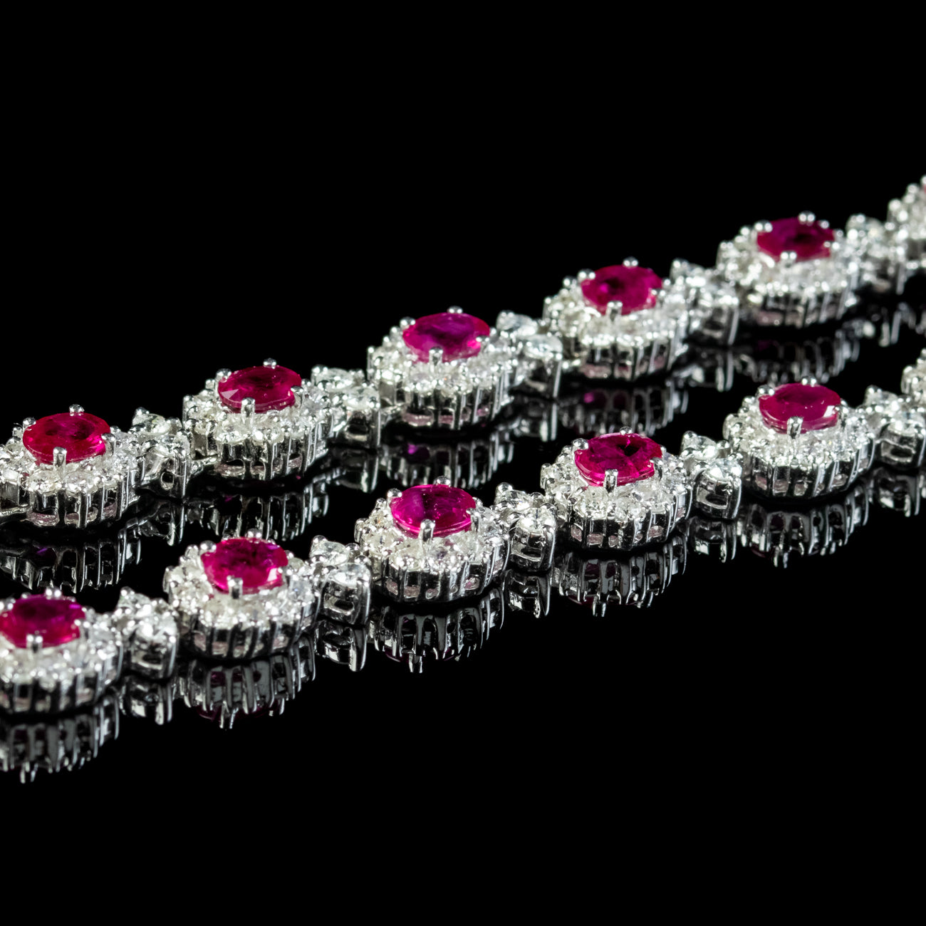 Vintage Ruby Diamond Riviere Necklace 15ct Of Ruby 18ct Gold Cert ...