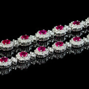Vintage Ruby Diamond Riviere Necklace 15ct Of Ruby 18ct Gold Cert