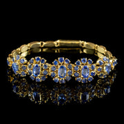 Vintage Sapphire Bracelet Silver 18ct Gold Gilt 6ct Of Sapphire 