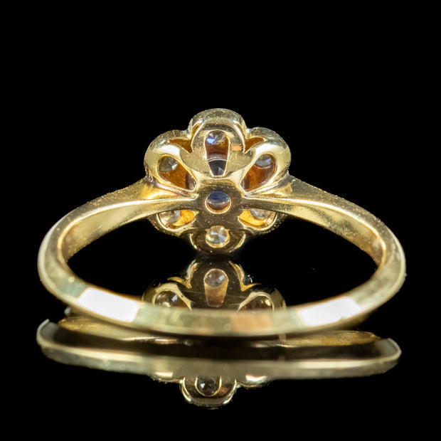 Vintage Sapphire Diamond Daisy Cluster Ring Dated 1963