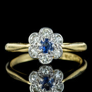Vintage Sapphire Diamond Daisy Cluster Ring Dated 1963