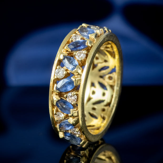 Vintage Sapphire Diamond Eternity Ring 0.84ct Sapphire