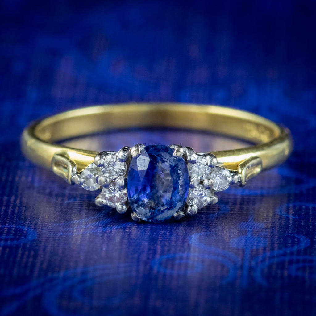 Vintage Sapphire & Diamond Flower Cluster Ring