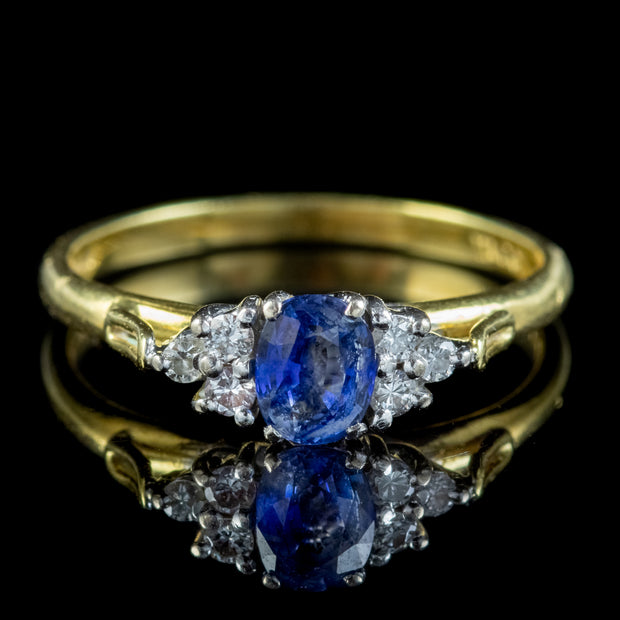 Vintage Sapphire Diamond Ring 0.40ct Sapphire Dated 1985