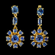 Vintage Sapphire Drop Earrings 4.3ct Of Sapphire 